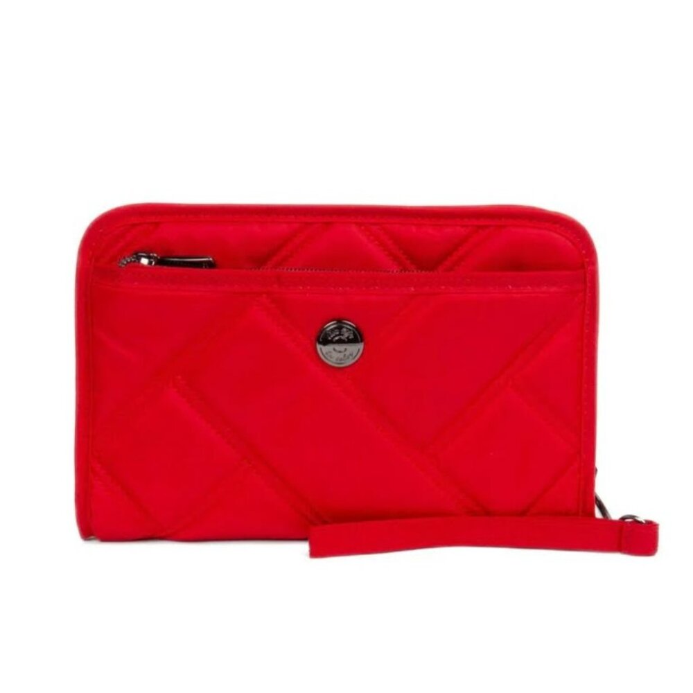 Lug Zeppelin 2 RFID Wristlet Wallet Poppy Red with Houndstooth Interior